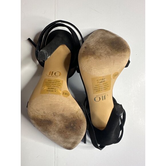 Jlo Jennifer Lopez Womens Black Strappy Stiletto Heels 7.5M With Buckle Strap - Picture 2 of 6